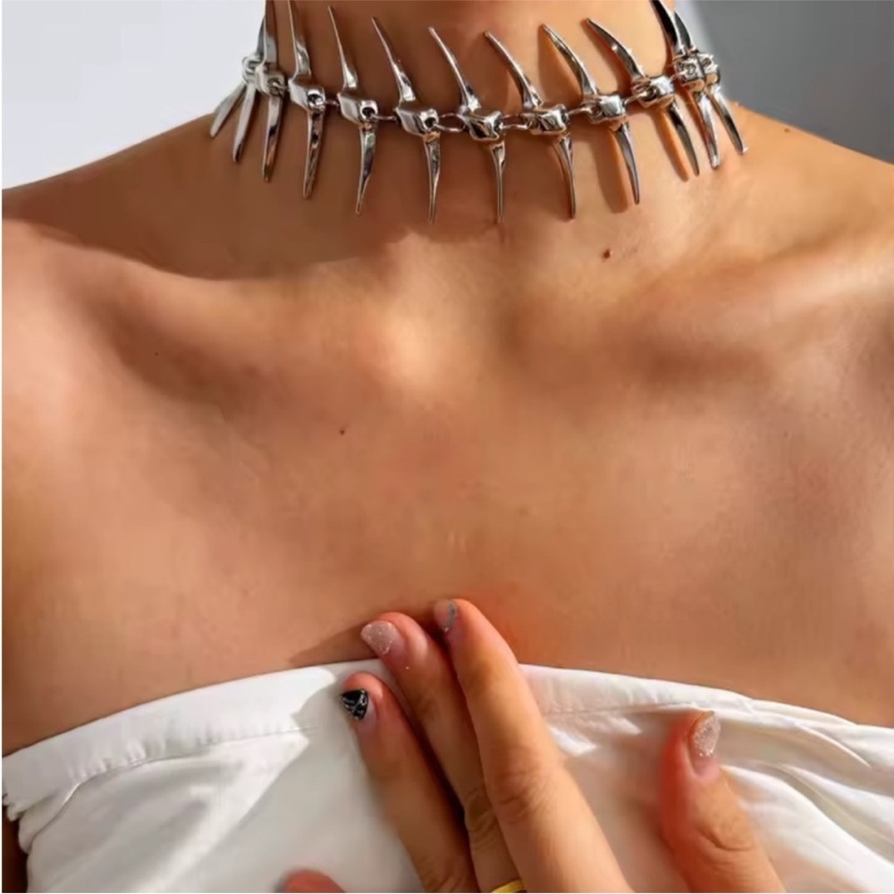 Couture Spike Fishbone Necklace - Picture 2 of 7